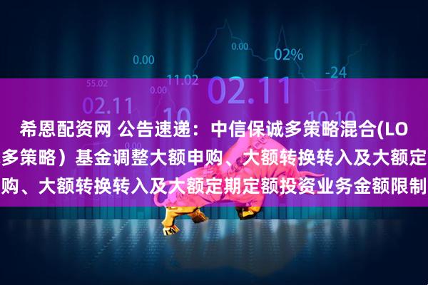 希恩配資網 公告速遞：中信保誠多策略混合(LOF)（場內簡稱：中信保誠多策略）基金調整大額申購、大額轉換轉入及大額定期定額投資業務金額限制