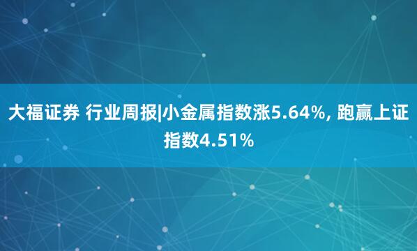 大福證券 行業周報|小金屬指數漲5.64%, 跑贏上證指數4.51%